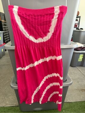 Strapless Pink Tie-Dye Tube Dress mp75